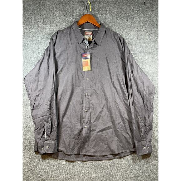 NWT Wrangler Jeans Co. Button Up Shirt Men's Large Gray Cotton Western Cowboy - Picture 1 of 10